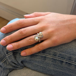 "Toi et Moi" Ring in White Gold, Pearls, and Diamonds
