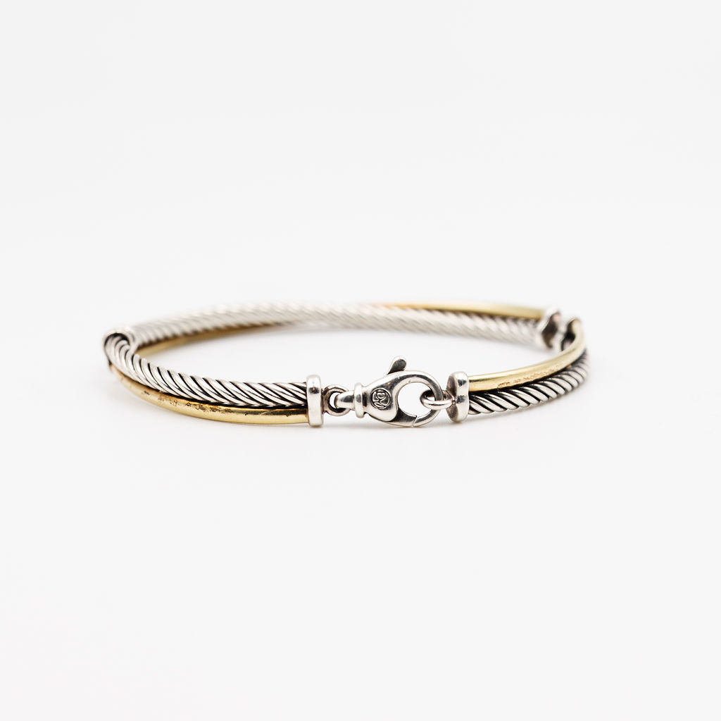 DAVID YURMAN "Crossover" Bracelet in Silver and Yellow Gold