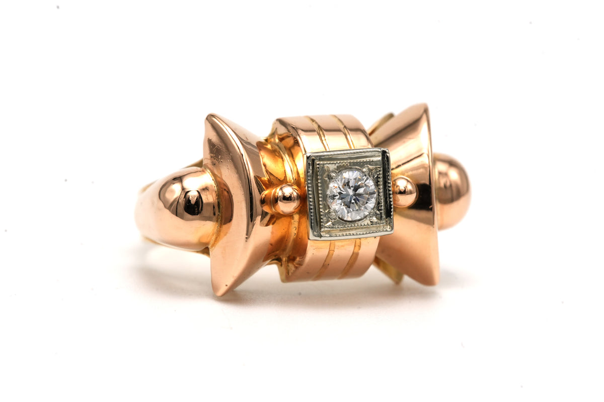 Yellow Gold and Diamond Tank Ring