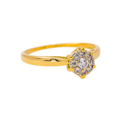 Yellow Gold Daisy Ring with Diamond