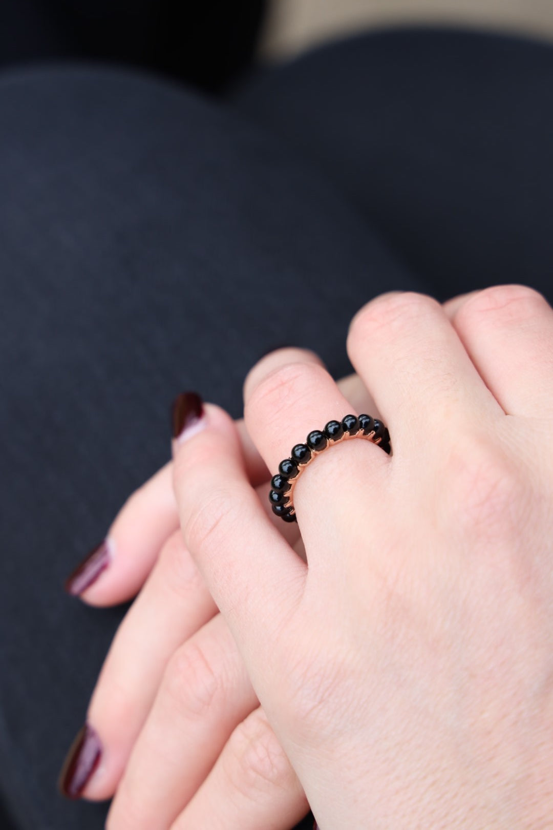 Bague Alliance GINETTE NY "Maria" en or rose et onyx