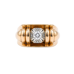 Tank Ring in Rose Gold, Platinum, and Diamond