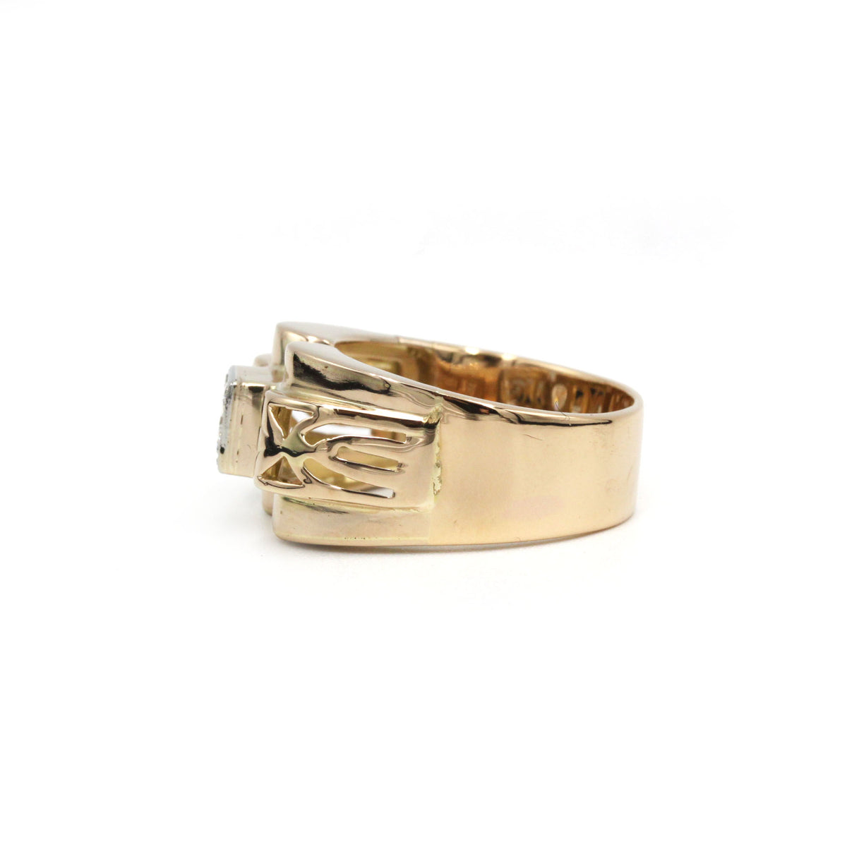 Bague Tank en or rose, platine et diamant