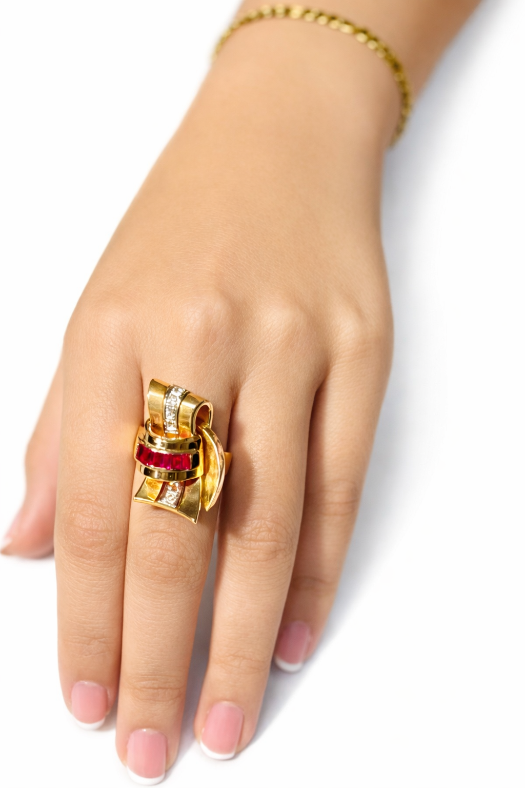 Yellow gold, Ruby and Diamond Ring