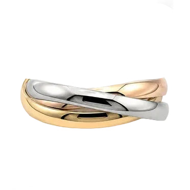 CARTIER "Trinity" bangle in white gold, yellow gold, and rose gold