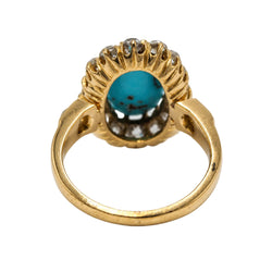 Marguerite Ring in Yellow Gold, Turquoise, and Diamonds