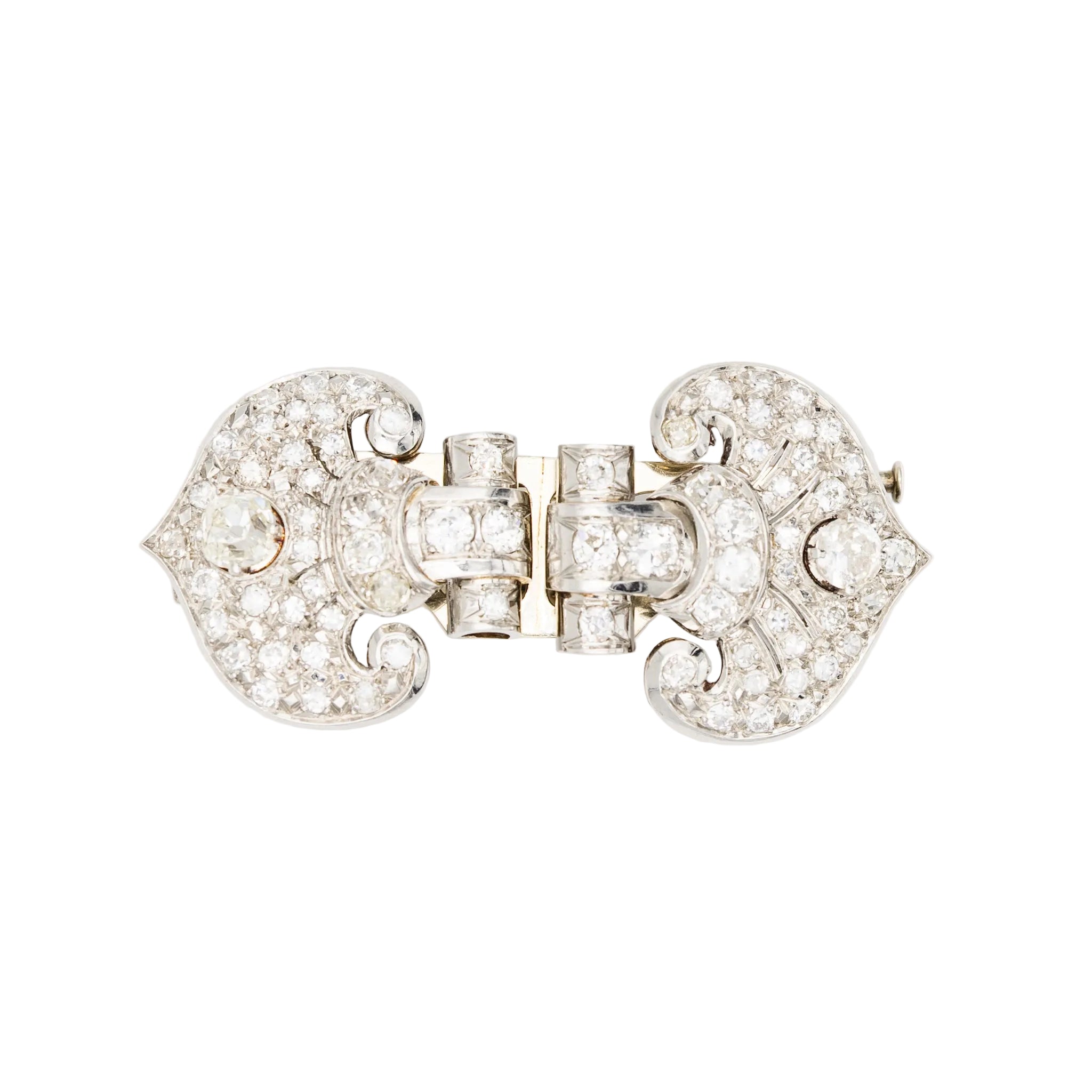 Broche Clip en or blanc et diamants
