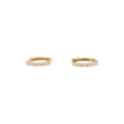 Pair of small creoles in yellow gold, diamonds.
