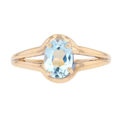 Yellow Gold and Aquamarine Solitaire Ring