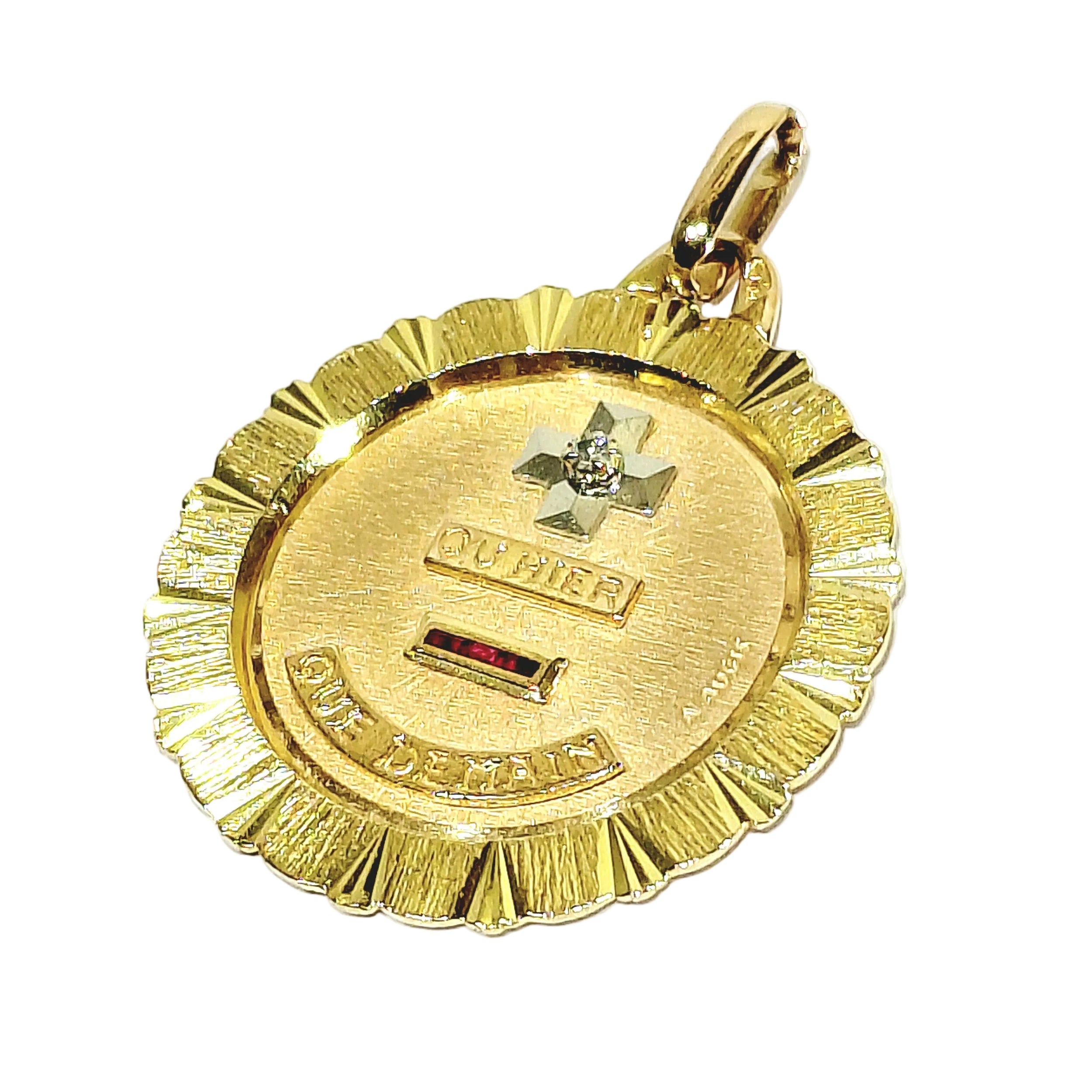 AUGIS Medal in yellow gold, rose gold, rubies, and diamonds