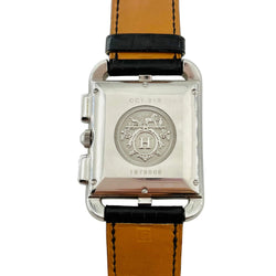 HERMÈS "Cape Cod Chrono" Watch in Steel and Leather