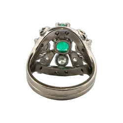 Cocktail Ring in Platinum, Emerald, and Diamonds