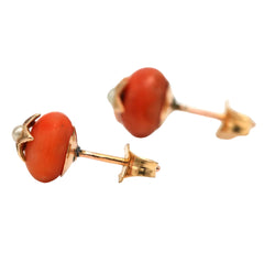 Yellow Gold Earrings with Coral and Pearls