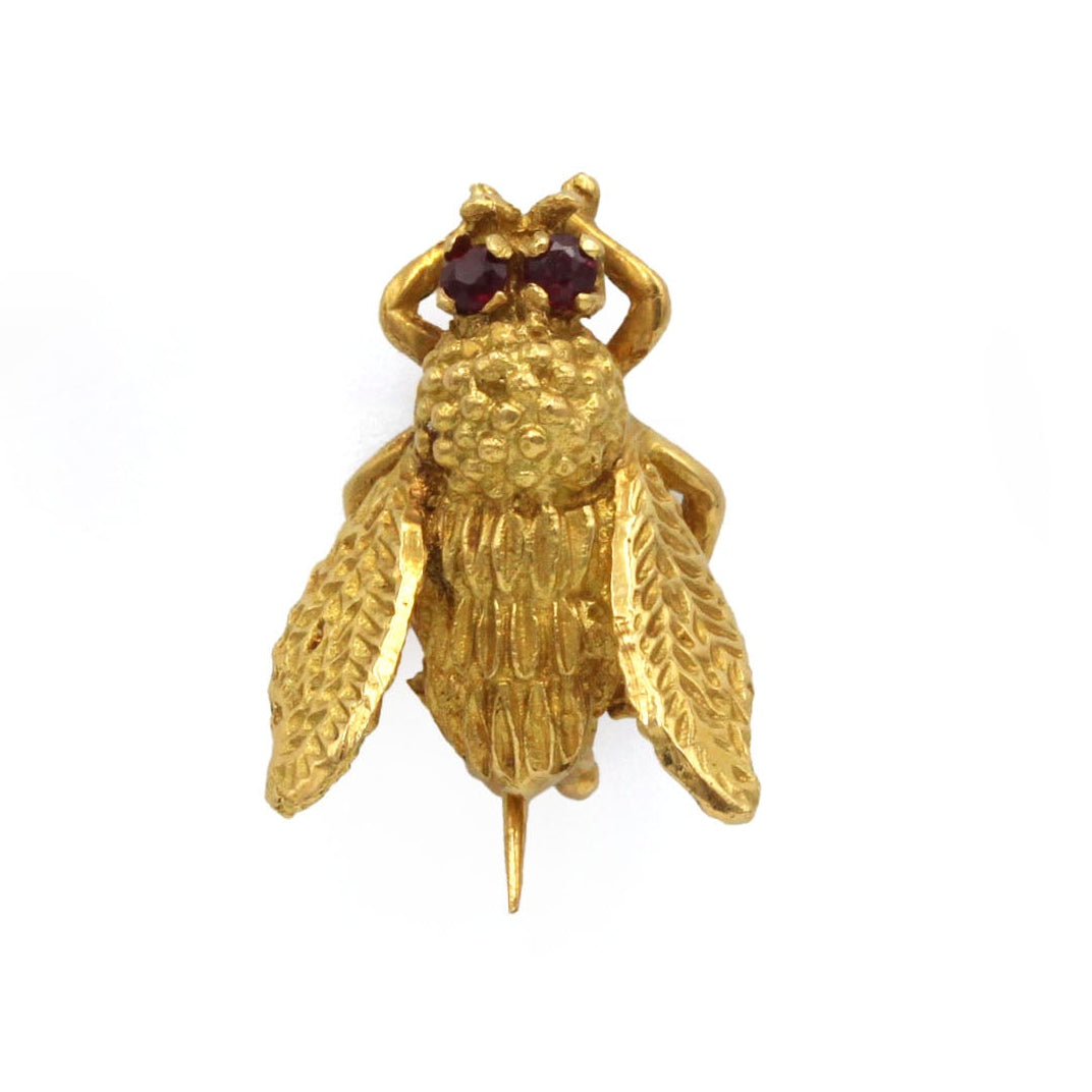 Bee Brooch - Yellow gold & Ruby