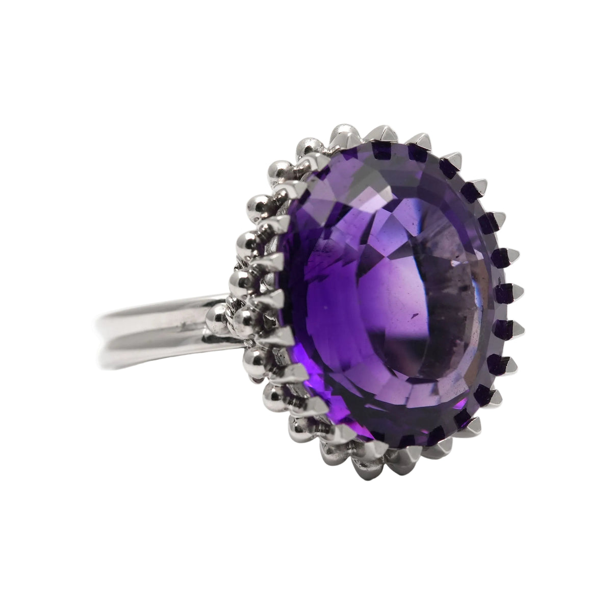 White Gold and Amethyst Cocktail Ring