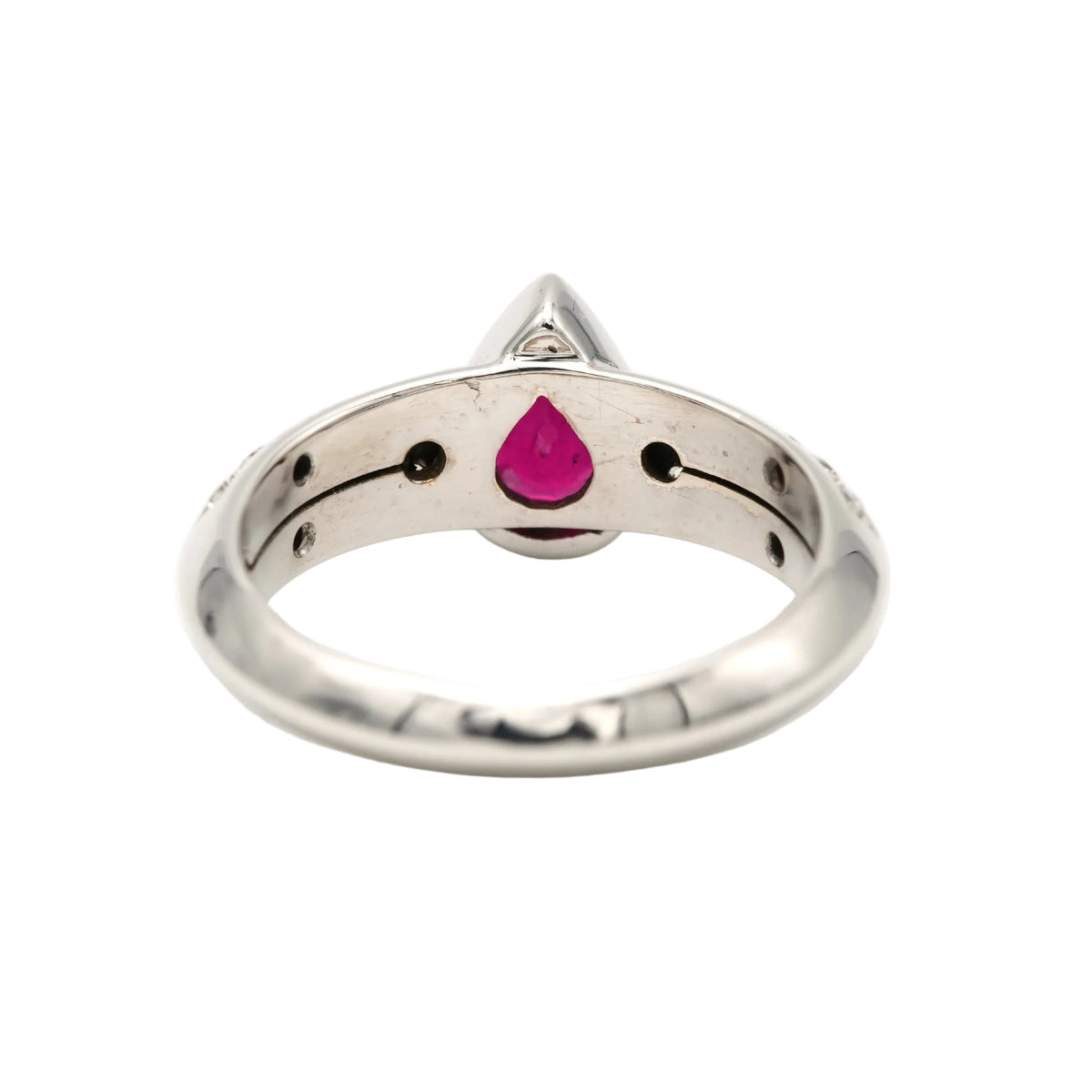 Bague Solitaire en or blanc, rubis et diamants
