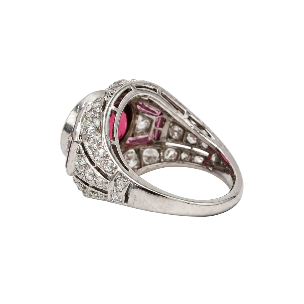 Dome Ring in Platinum, Tourmaline, and Diamonds
