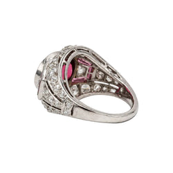 Dome Ring in Platinum, Tourmaline, and Diamonds