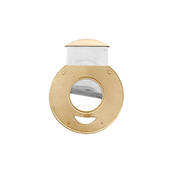 Coupe cigare en or jaune guilloché et acier.