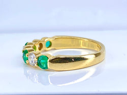 Yellow Gold Wedding Band with Emeralds and Diamonds