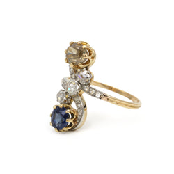 "Toi & Moi" Ring in Gold, Platinum, Sapphire, and Diamonds