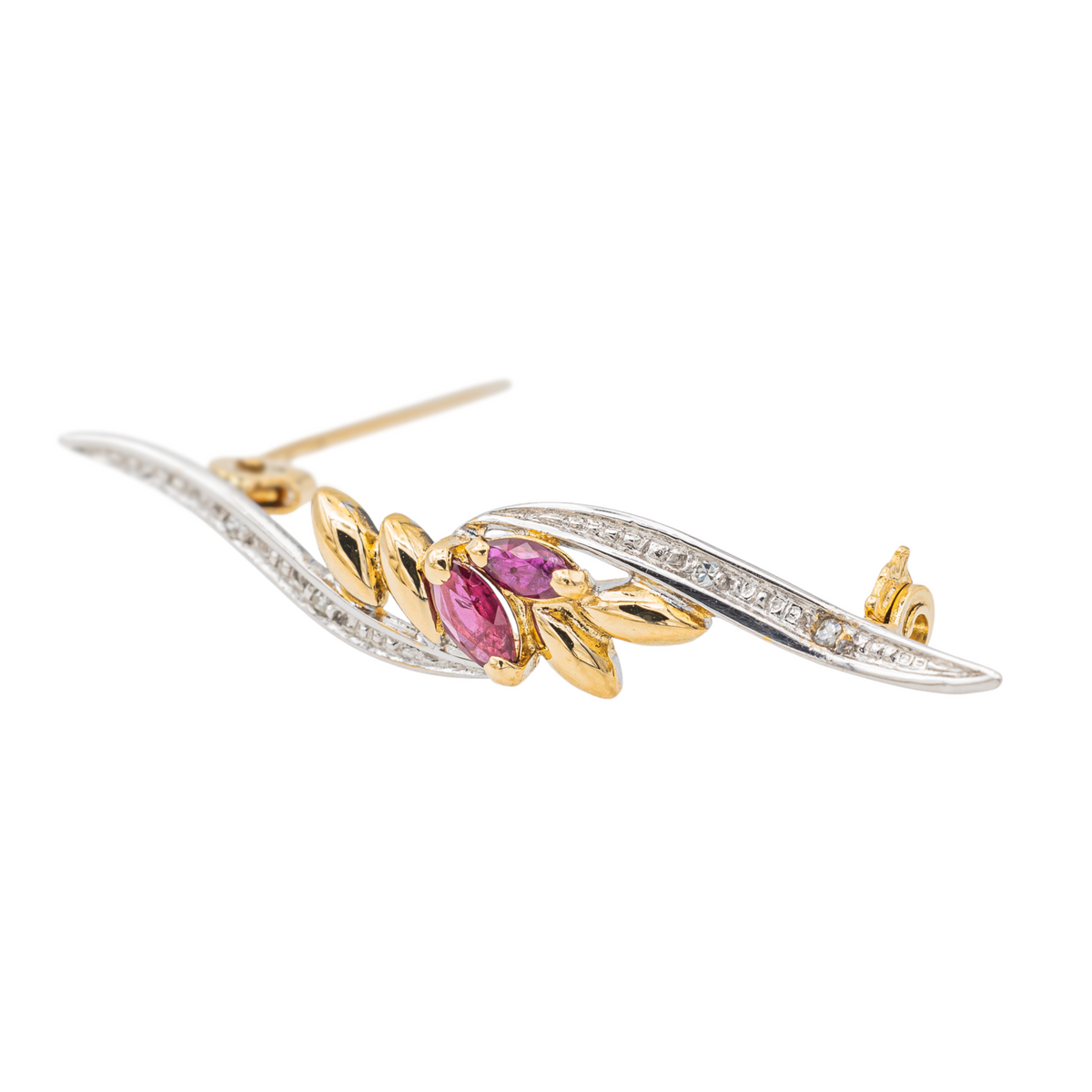 Broche Or jaune Rubis