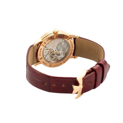 VACHERON CONSTANTIN "Patrimony" PM watch in rose gold, leather, and diamonds