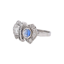 Toi & Moi Ring in White gold, Sapphire and Diamonds