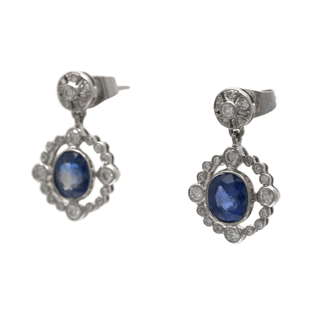 White Gold Earrings with Sapphires and Diamonds