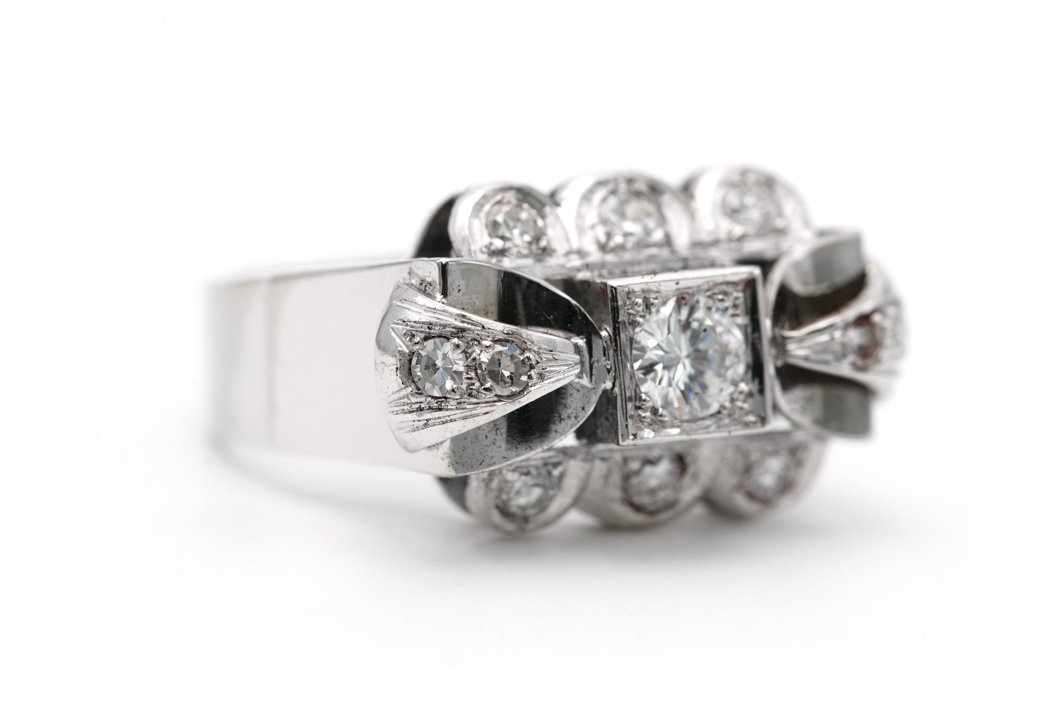 Tank Ring in White gold and Diamonds