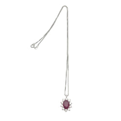 Collier Pendentif en or blanc, rubis et diamants