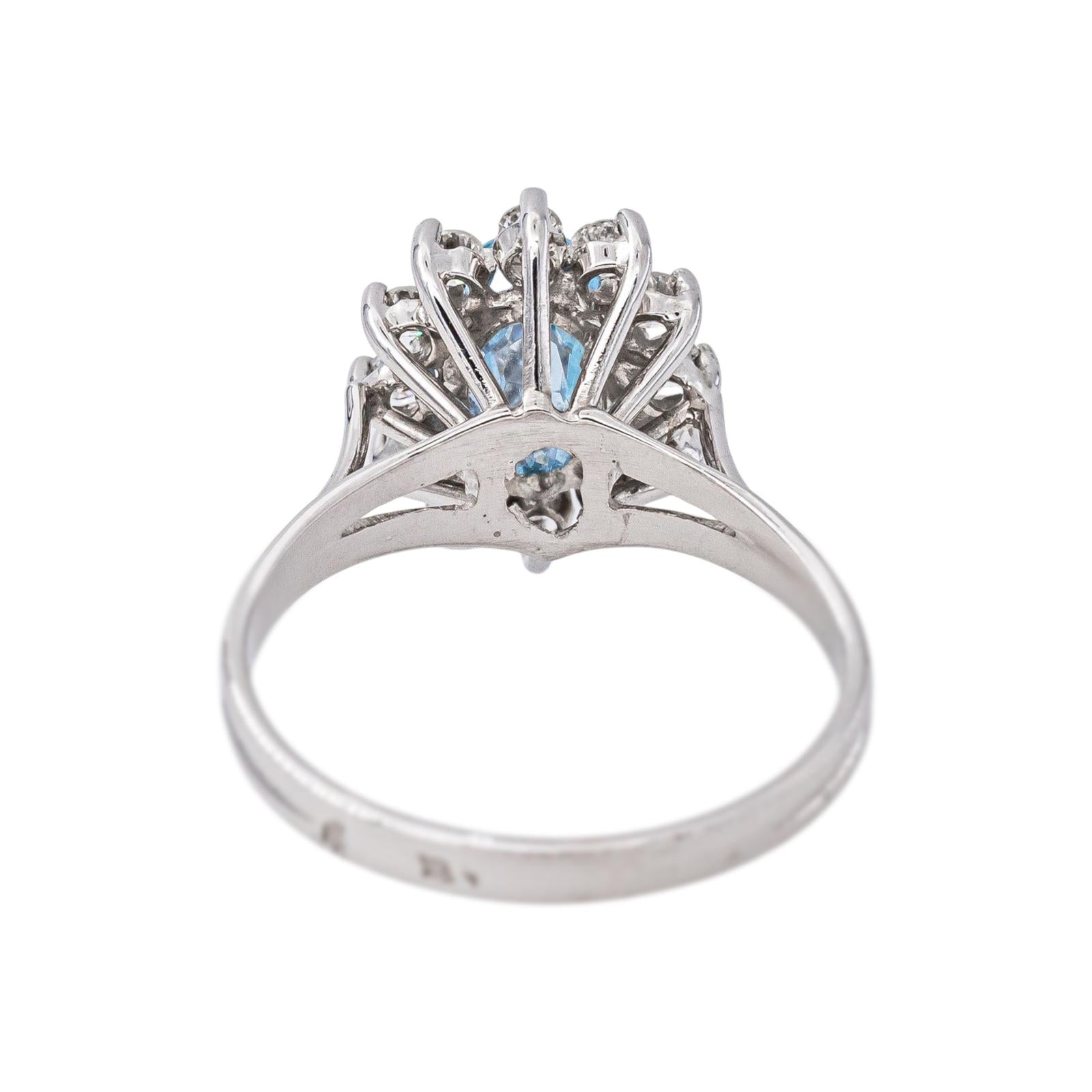Bague Pompadour Or blanc Aigue Marine