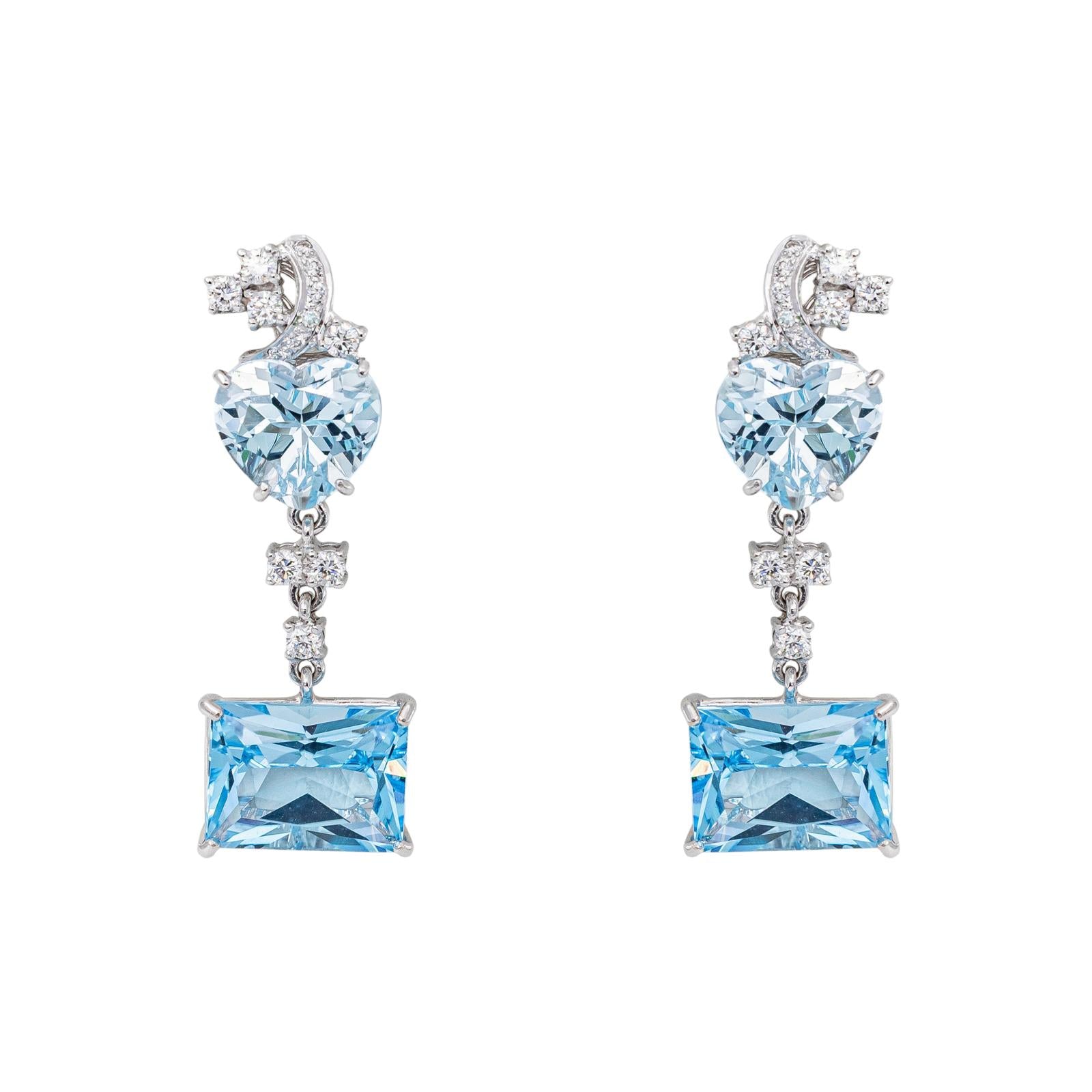 Boucles d'oreilles Or blanc Topaze
