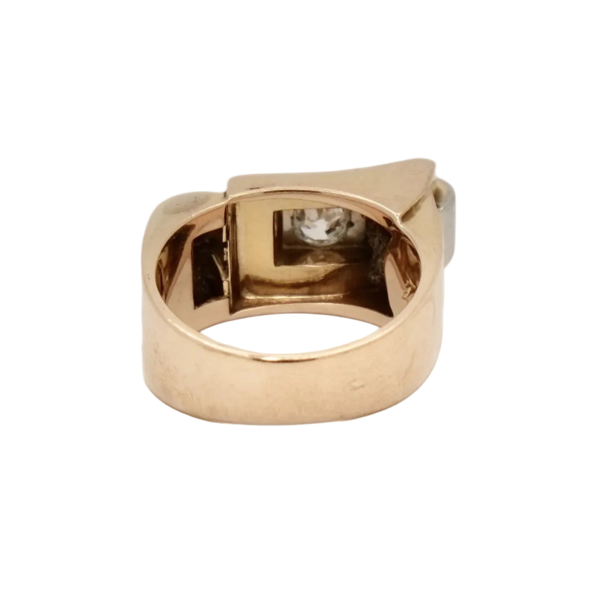 Bague tank or rose asymétrique