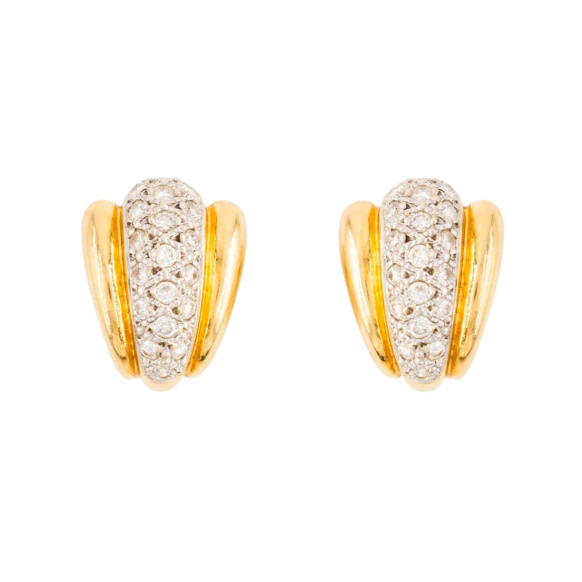 Boucles d'oreilles en or blanc, or jaune et diamants