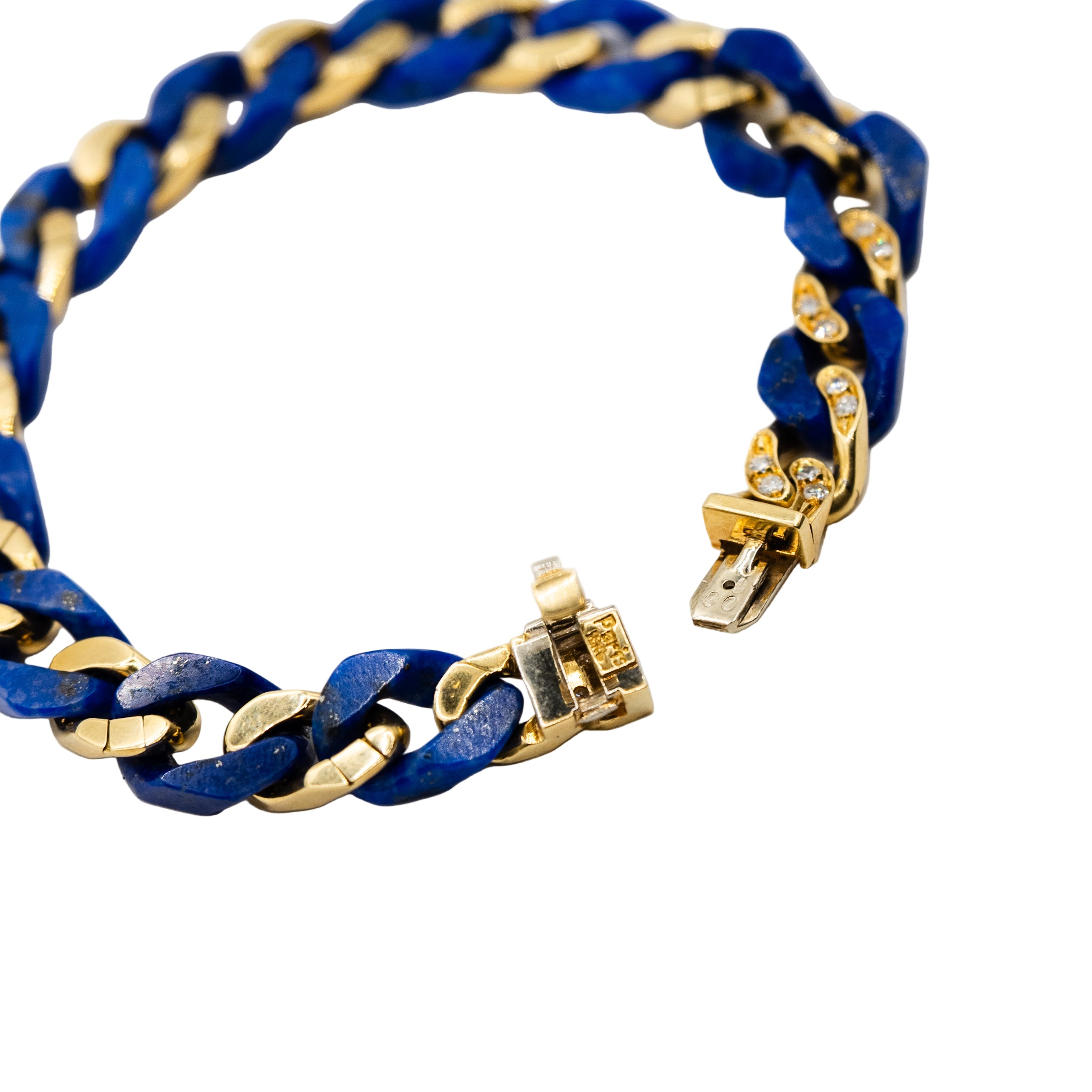 Bracelet Maille FRED en or jaune, lapis lazuli et diamants
