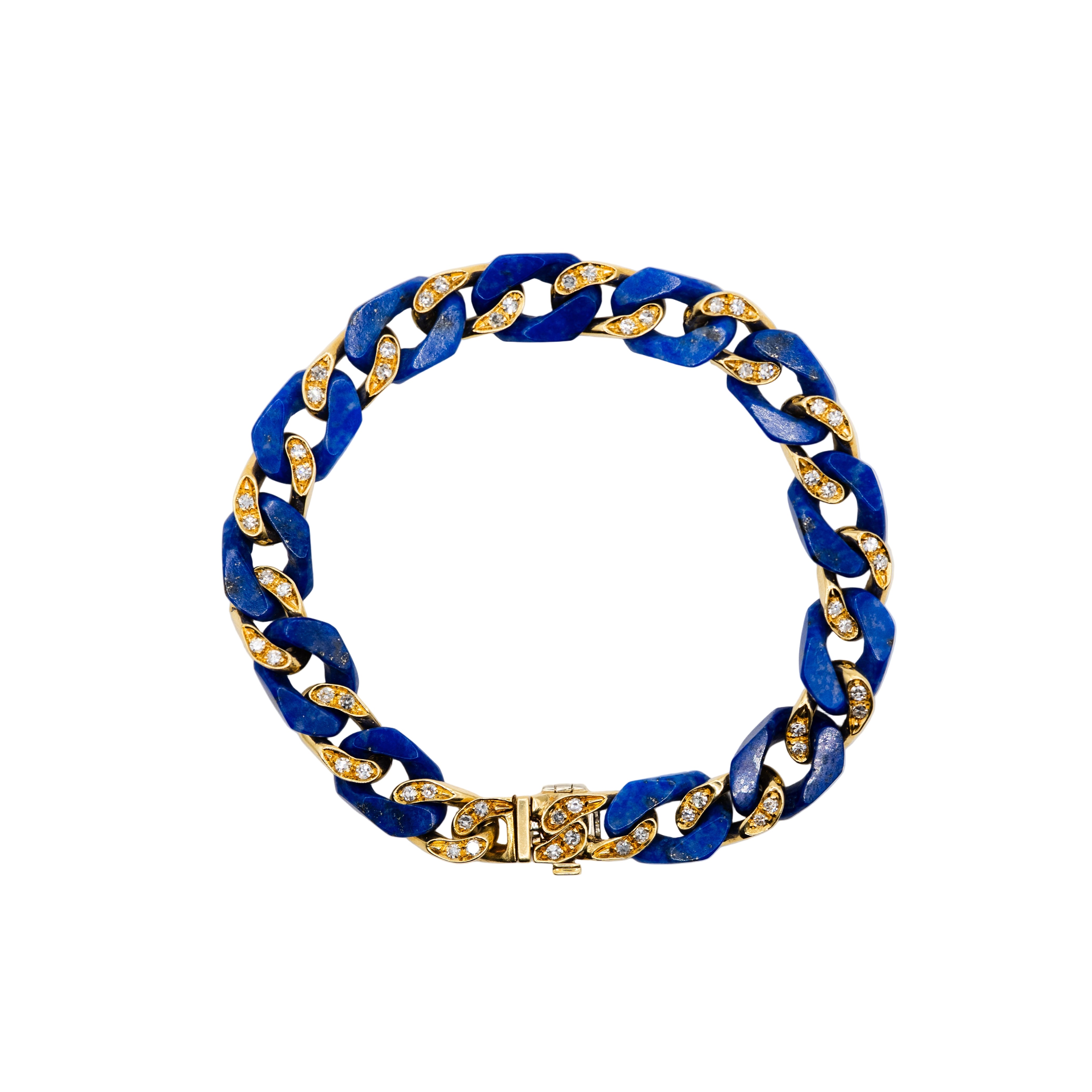 Bracelet Maille FRED en or jaune, lapis lazuli et diamants