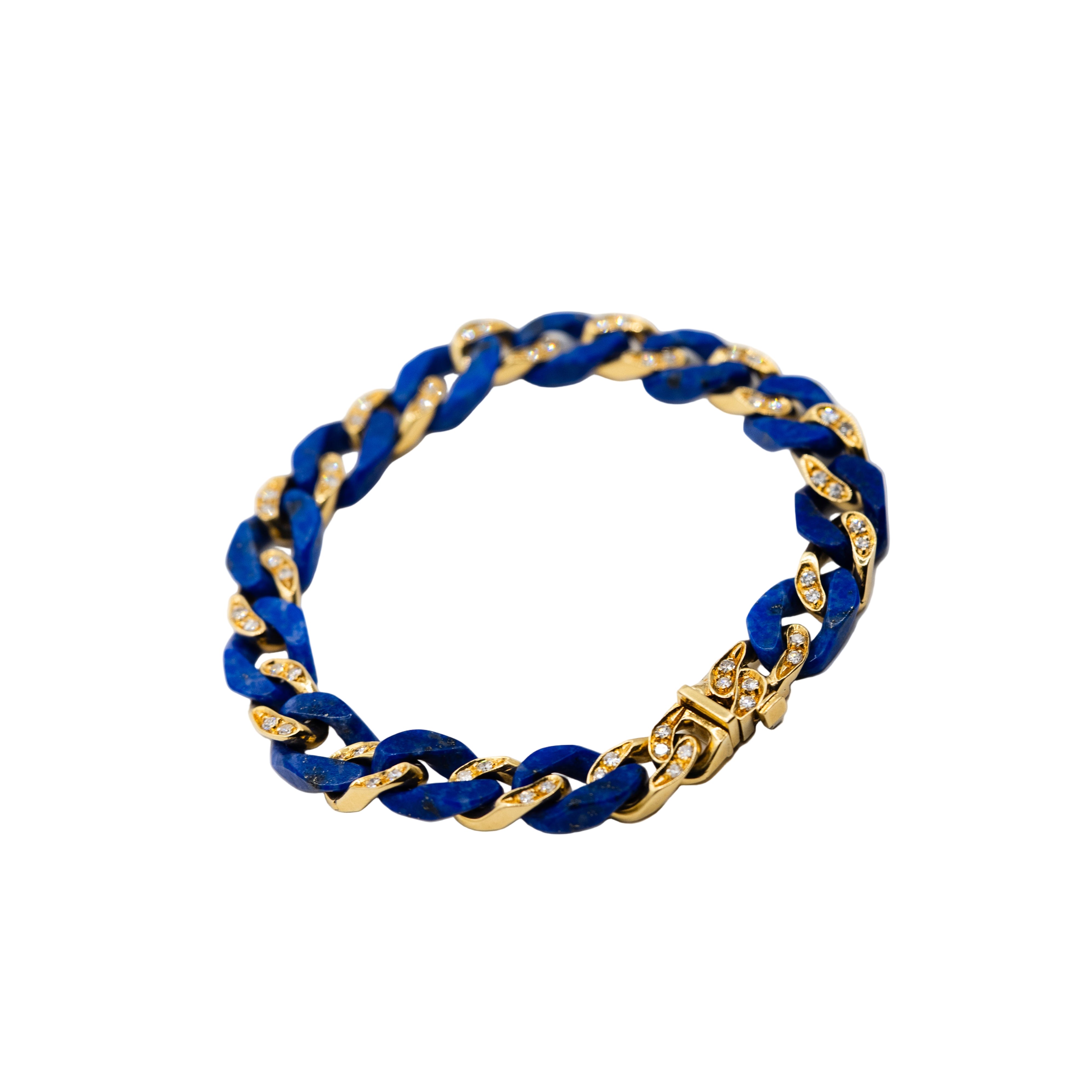 Bracelet Maille FRED en or jaune, lapis lazuli et diamants