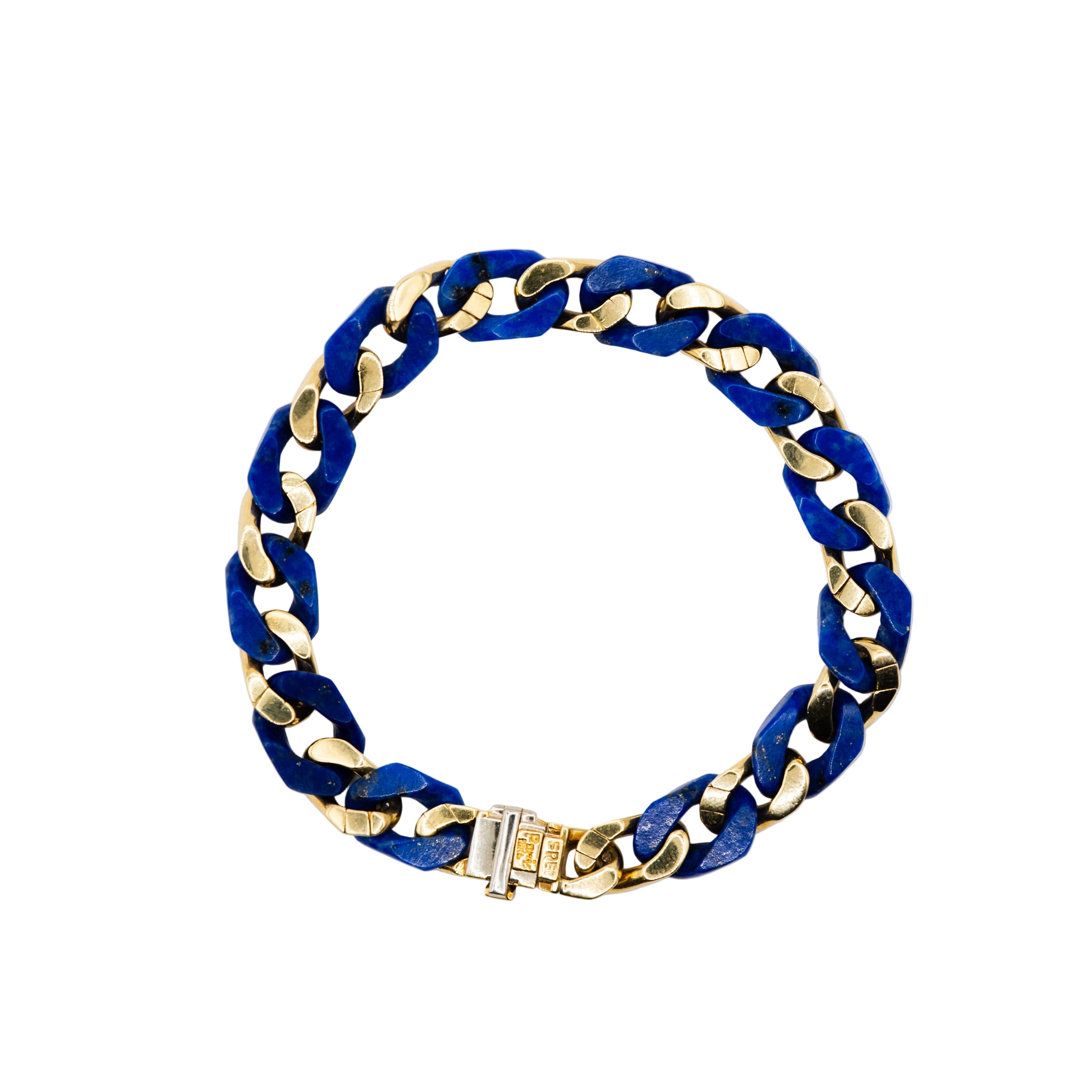 Bracelet Maille FRED en or jaune, lapis lazuli et diamants