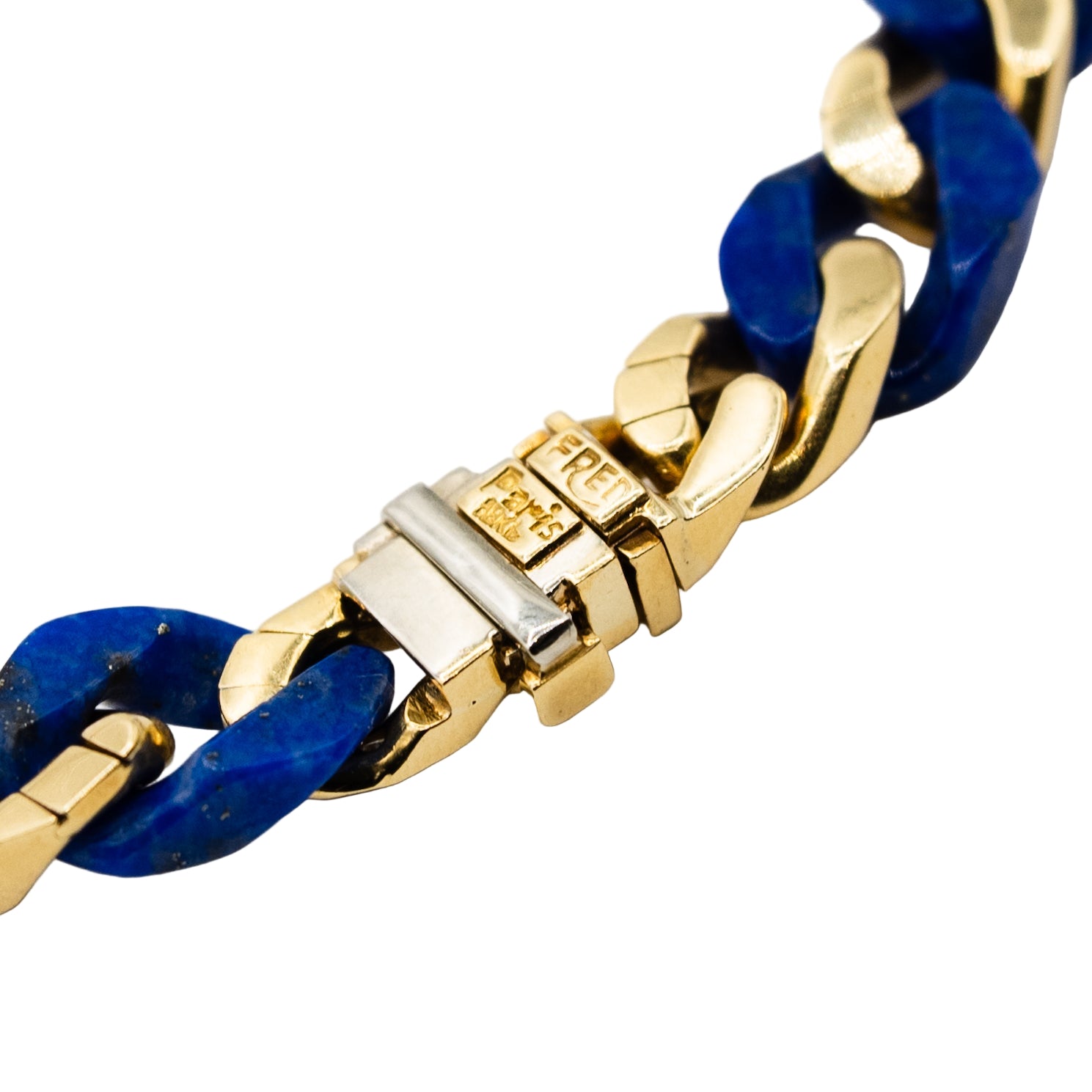 Bracelet Maille FRED en or jaune, lapis lazuli et diamants