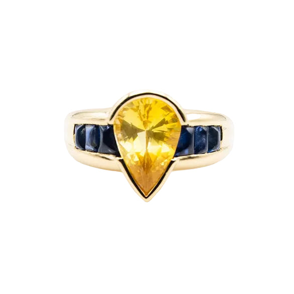 Bague Jonc en or jaune et saphirs