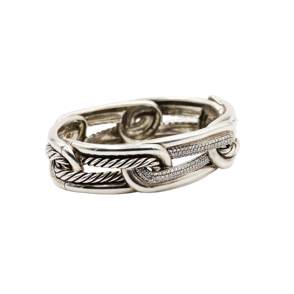 DAVID YURMAN "Labyrinth" Bracelet in Silver and Diamonds