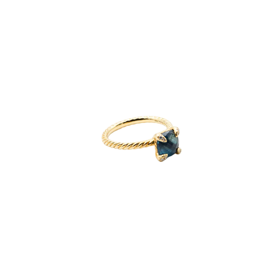 Ring DAVID YURMAN "Chatelaine" in yellow gold, blue topaz and diamonds