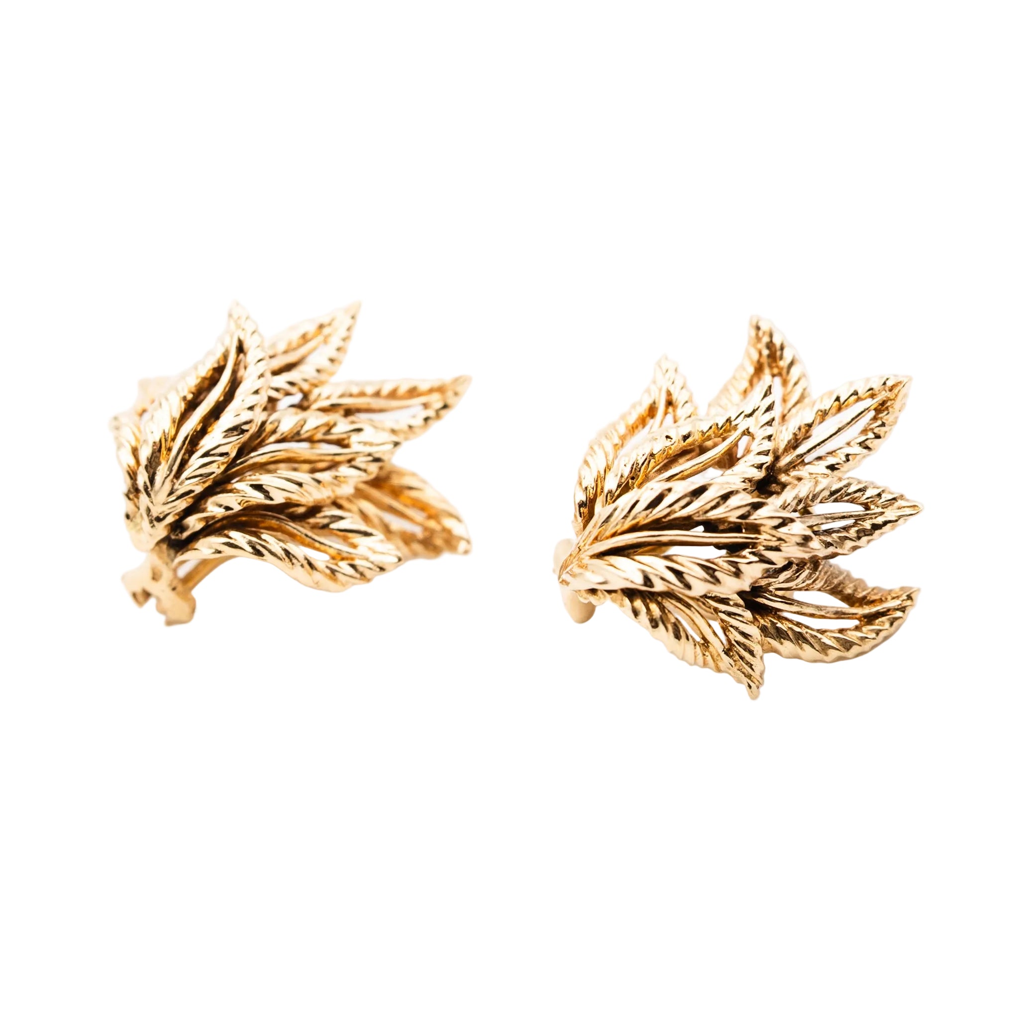 Earrings Vintage foliage in yellow gold