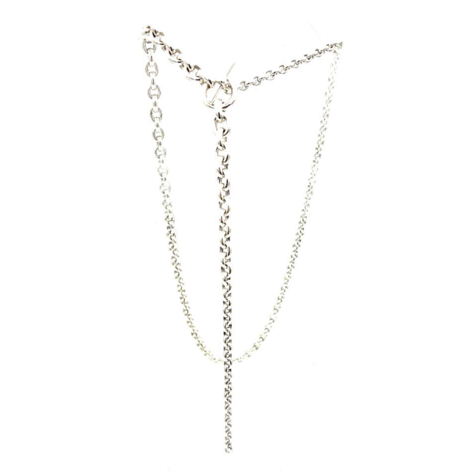 HERMÈS "Crescendo" Long Necklace in Silver