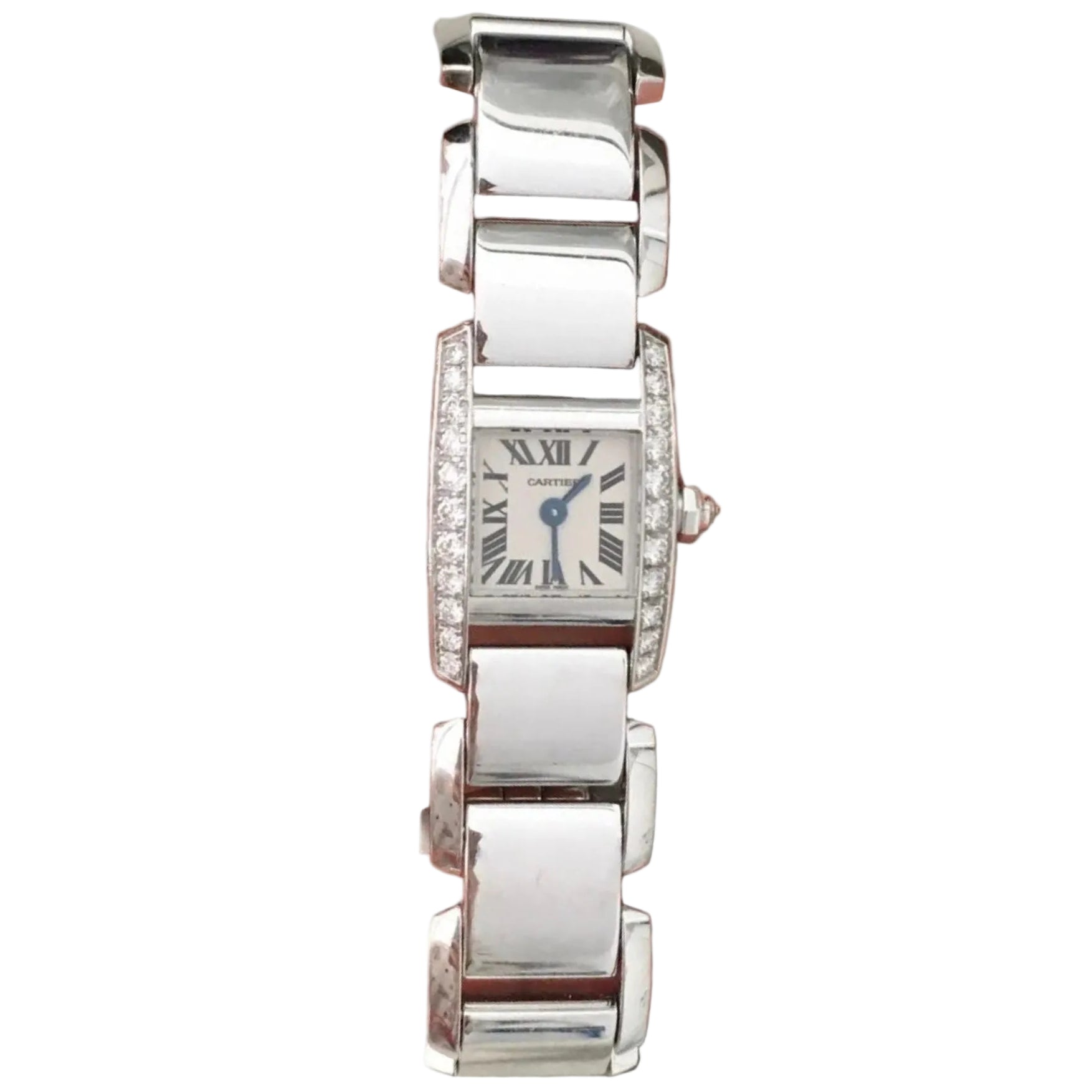 CARTIER "Tankissime" PM Watch in white gold, steel, and diamonds