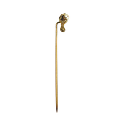 Yellow gold and pearl tie pin