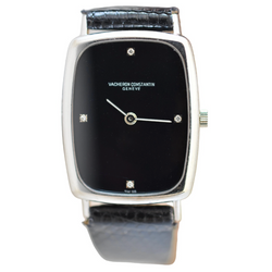 VACHERON CONSTANTIN watch in white gold, stainless steel, leather, Onyx, and Diamonds