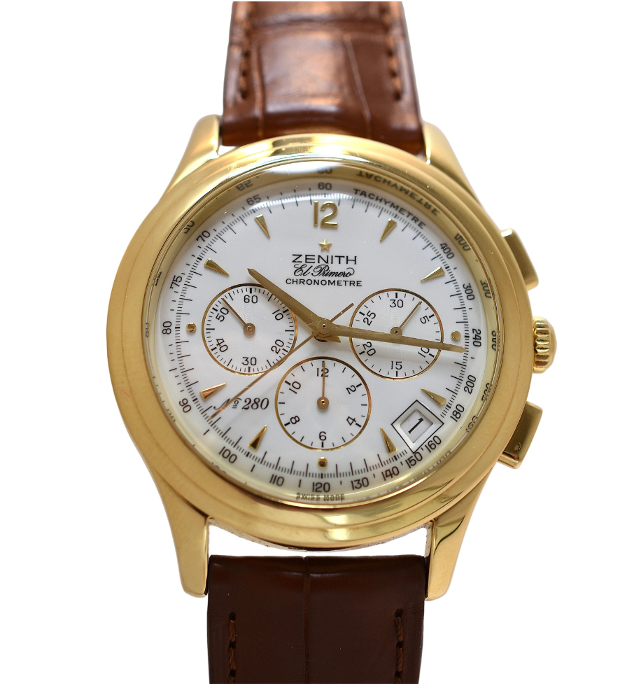 ZENITH "El Primero" Watch in Yellow gold and Leather