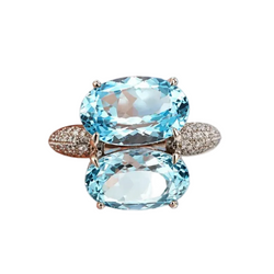 Cocktail Ring in White Gold, Topaz, and Diamonds